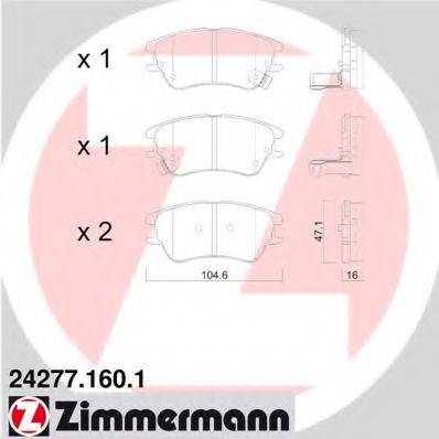 ZIMMERMANN 242771601 Комплект тормозных колодок, дисковый тормоз