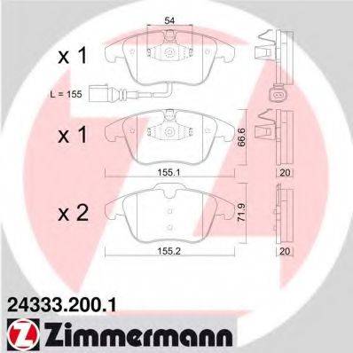ZIMMERMANN 243332001 Комплект тормозных колодок, дисковый тормоз