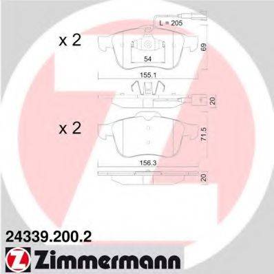 ZIMMERMANN 243392002 Комплект тормозных колодок, дисковый тормоз