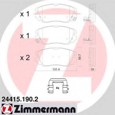 ZIMMERMANN 244151902 Комплект тормозных колодок, дисковый тормоз