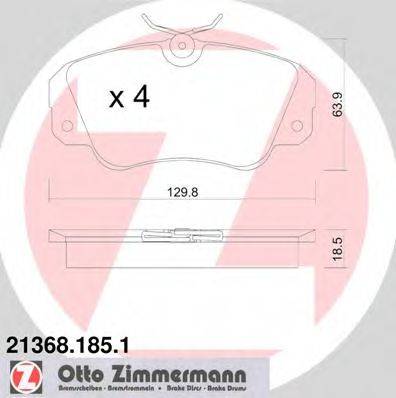 Комплект тормозных колодок, дисковый тормоз ZIMMERMANN 21368.185.1