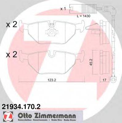 Комплект тормозных колодок, дисковый тормоз ZIMMERMANN 21934.170.2