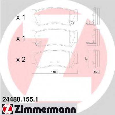 Комплект тормозных колодок, дисковый тормоз ZIMMERMANN 24488.155.1