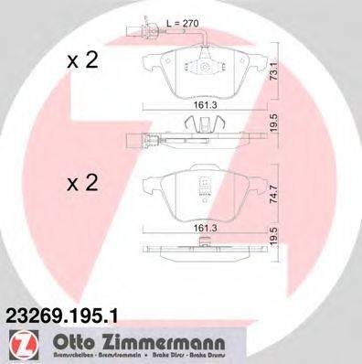ZIMMERMANN 232691951 Комплект тормозных колодок, дисковый тормоз