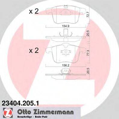 ZIMMERMANN 234042051 Комплект тормозных колодок, дисковый тормоз