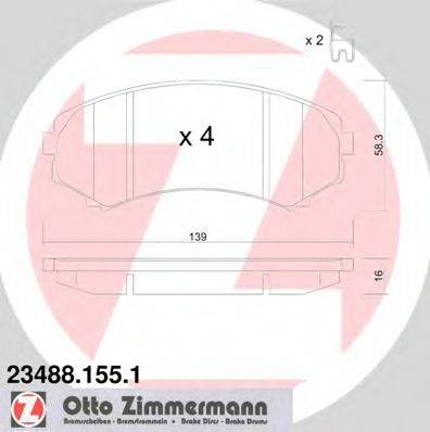 ZIMMERMANN 234881551 Комплект тормозных колодок, дисковый тормоз