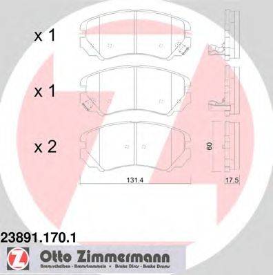 ZIMMERMANN 238911701 Комплект тормозных колодок, дисковый тормоз
