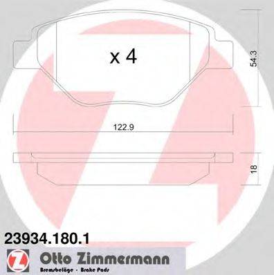 Комплект тормозных колодок, дисковый тормоз ZIMMERMANN 23934.180.1