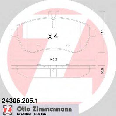 ZIMMERMANN 243062051 Комплект тормозных колодок, дисковый тормоз