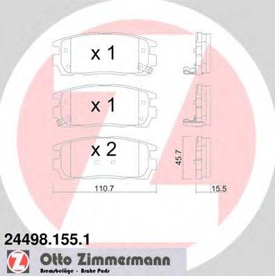 Комплект тормозных колодок, дисковый тормоз ZIMMERMANN 24498.155.1