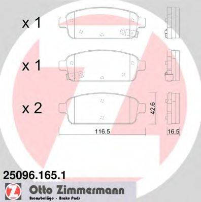 ZIMMERMANN 250961651 Комплект тормозных колодок, дисковый тормоз
