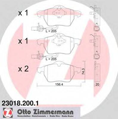 ZIMMERMANN 230182001 Комплект тормозных колодок, дисковый тормоз