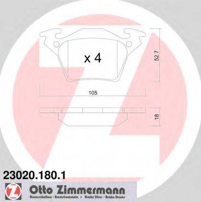 Комплект тормозных колодок, дисковый тормоз ZIMMERMANN 23020.180.1