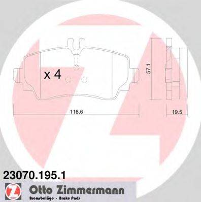 ZIMMERMANN 230701951 Комплект тормозных колодок, дисковый тормоз
