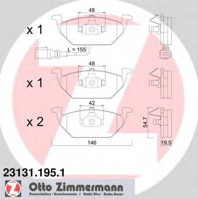 ZIMMERMANN 231311951 Комплект тормозных колодок, дисковый тормоз