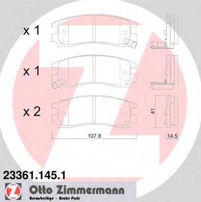 Комплект тормозных колодок, дисковый тормоз ZIMMERMANN 23361.145.1