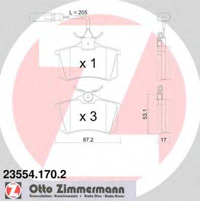 ZIMMERMANN 235541702 Комплект тормозных колодок, дисковый тормоз