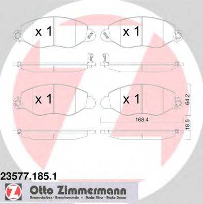 Комплект тормозных колодок, дисковый тормоз ZIMMERMANN 23577.185.1