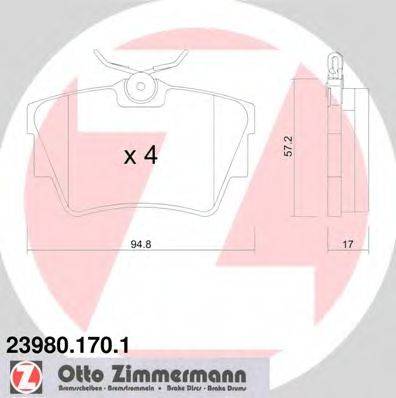 Комплект тормозных колодок, дисковый тормоз ZIMMERMANN 23980.170.1