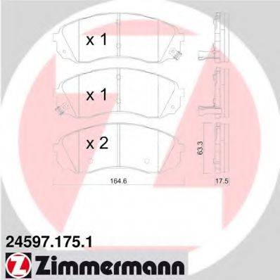 Комплект тормозных колодок, дисковый тормоз ZIMMERMANN 24597.175.1