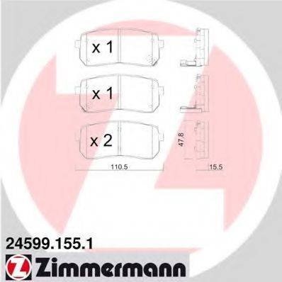 ZIMMERMANN 245991551 Комплект тормозных колодок, дисковый тормоз