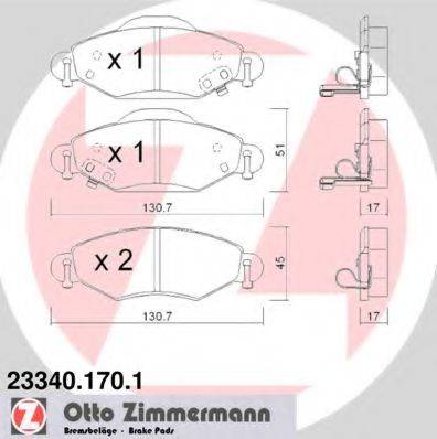 ZIMMERMANN 233401701 Комплект тормозных колодок, дисковый тормоз