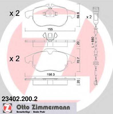 Комплект тормозных колодок, дисковый тормоз ZIMMERMANN 23402.200.2