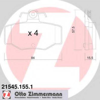 Комплект тормозных колодок, дисковый тормоз ZIMMERMANN 21545.155.1