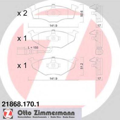 ZIMMERMANN 218681701 Комплект тормозных колодок, дисковый тормоз
