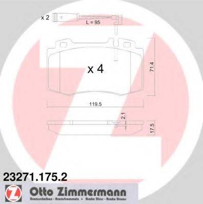 Комплект тормозных колодок, дисковый тормоз ZIMMERMANN 23271.175.2