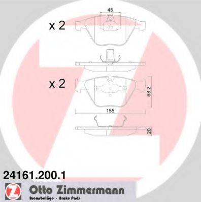 ZIMMERMANN 241612001 Комплект тормозных колодок, дисковый тормоз
