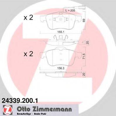 ZIMMERMANN 243392001 Комплект тормозных колодок, дисковый тормоз