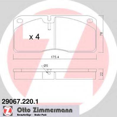 ZIMMERMANN 290672201 Комплект тормозных колодок, дисковый тормоз