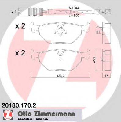 Комплект тормозных колодок, дисковый тормоз ZIMMERMANN 20180.170.2