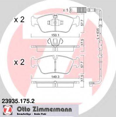 Комплект тормозных колодок, дисковый тормоз ZIMMERMANN 23935.175.2