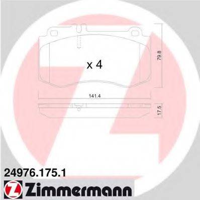 ZIMMERMANN 249761751 Комплект тормозных колодок, дисковый тормоз