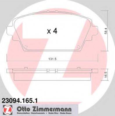 ZIMMERMANN 230941651 Комплект тормозных колодок, дисковый тормоз