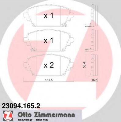 ZIMMERMANN 230941652 Комплект тормозных колодок, дисковый тормоз