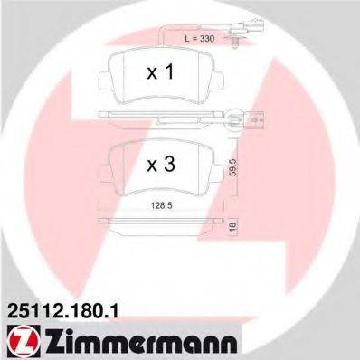 Комплект тормозных колодок, дисковый тормоз ZIMMERMANN 25112.180.1