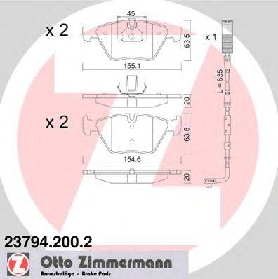 Комплект тормозных колодок, дисковый тормоз ZIMMERMANN 23794.200.2