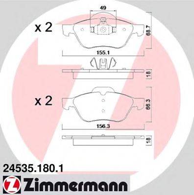 ZIMMERMANN 245351801 Комплект тормозных колодок, дисковый тормоз