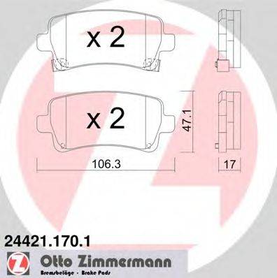 Комплект тормозных колодок, дисковый тормоз ZIMMERMANN 24421.170.1