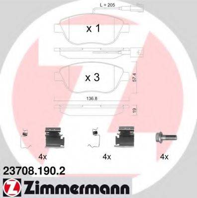 ZIMMERMANN 237081902 Комплект тормозных колодок, дисковый тормоз