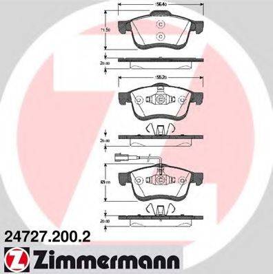Комплект тормозных колодок, дисковый тормоз ZIMMERMANN 24727.200.2