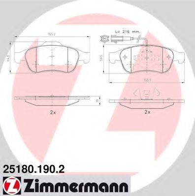 ZIMMERMANN 251801902 Комплект тормозных колодок, дисковый тормоз
