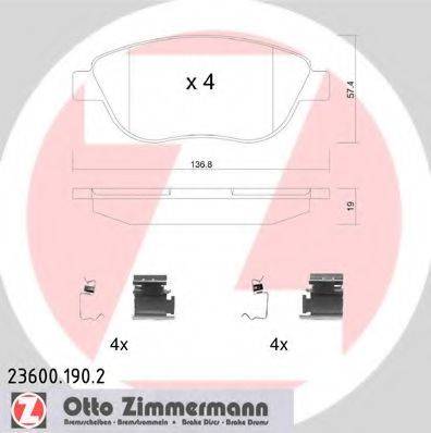 Комплект тормозных колодок, дисковый тормоз ZIMMERMANN 23600.190.2