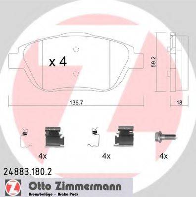 Комплект тормозных колодок, дисковый тормоз ZIMMERMANN 24883.180.2