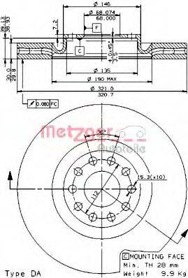 METZGER 24802V Тормозной диск