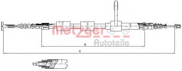 METZGER 25133 Трос, стояночная тормозная система