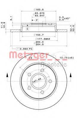 METZGER 14902V Тормозной диск
